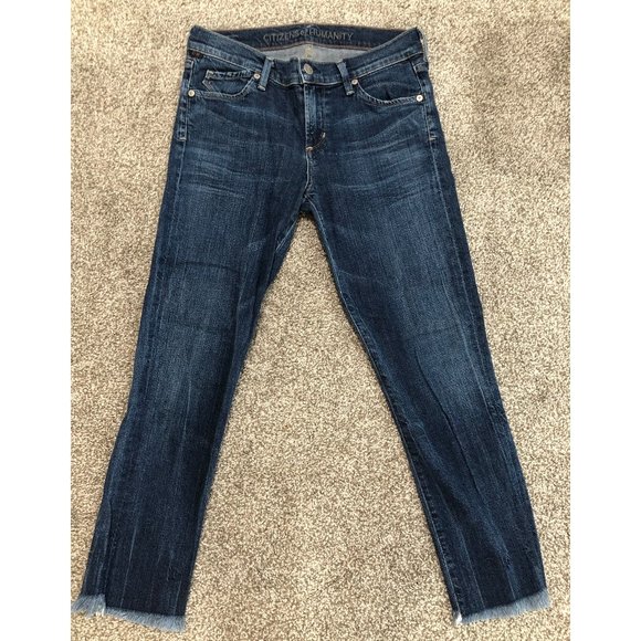 CITIZENS OF HUMANITY CROPPED JEANS W/ FRAYED HEMS - Picture 3 of 16